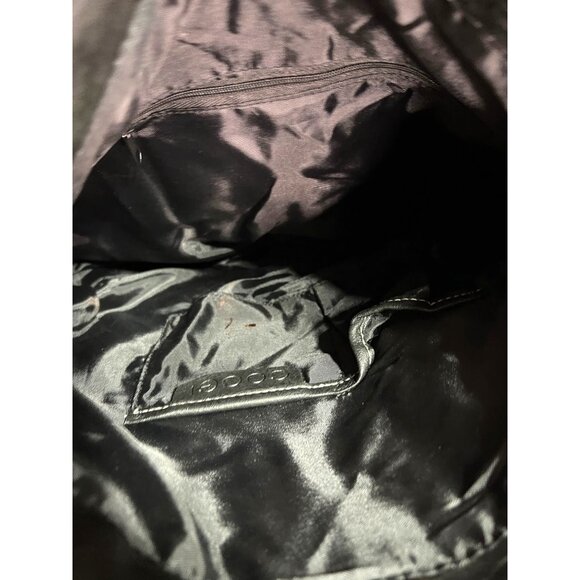 Black & Brown Faux Leather Handbag Hobo Gold Toned Zip Pockets  Shoulder Straps - Picture 3 of 3